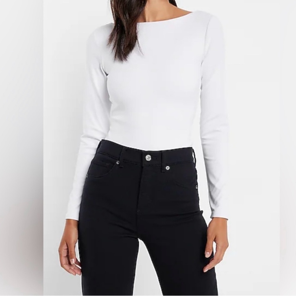 Express White Long Sleeve Bodysuit